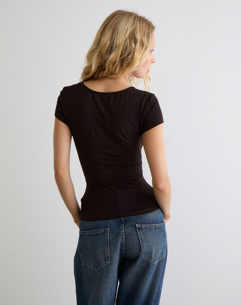 Image de Vibian Short Sleeve Top in Chocolate Brown
