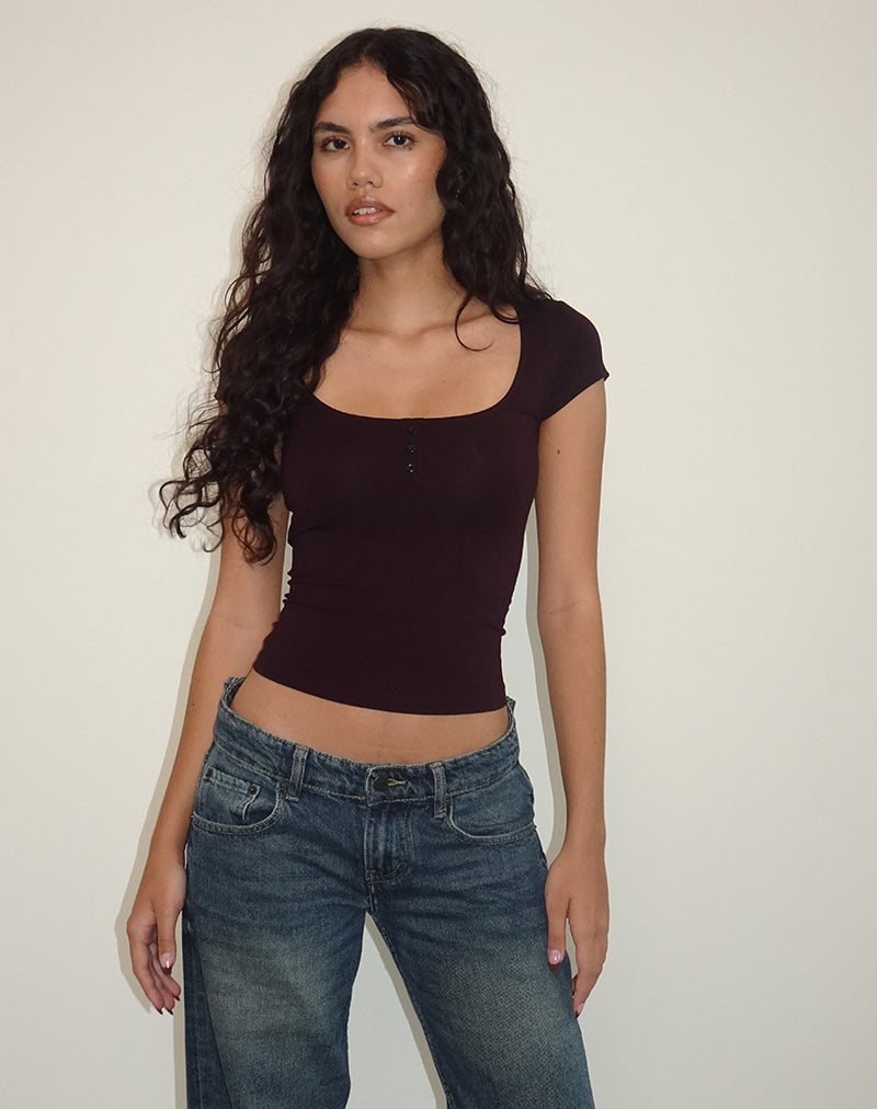 Image de Vibian Short Sleeve Top in Oxblood