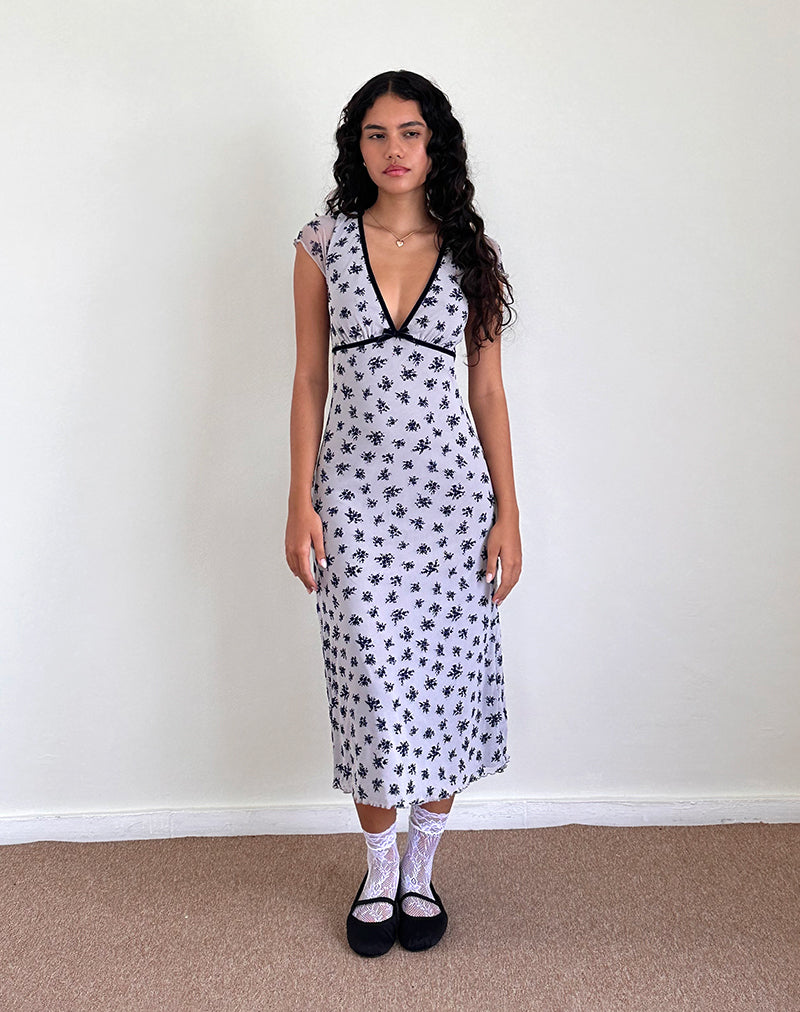 Image de la robe Vilinia en gris pâle Flocon de fleurs
