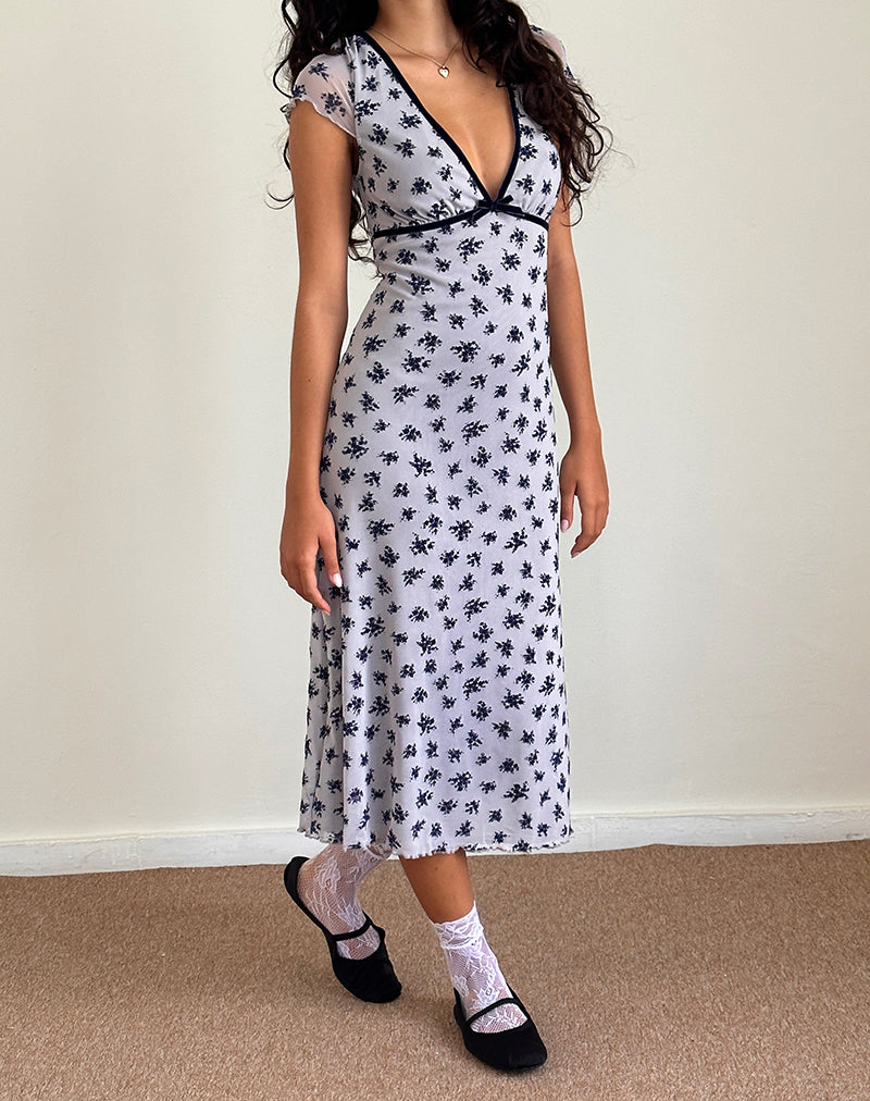 Image de la robe Vilinia en gris pâle Flocon de fleurs