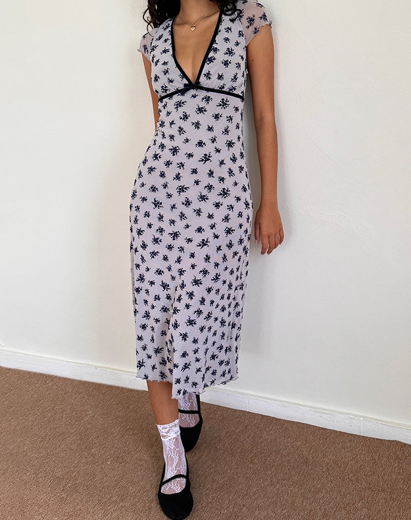 Image de la robe Vilinia en gris pâle Flocon de fleurs