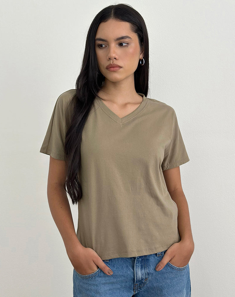 Top Viman en jersey kaki
