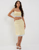 Image de Resika Low Rise Midi Skirt in Satin Pale Yellow