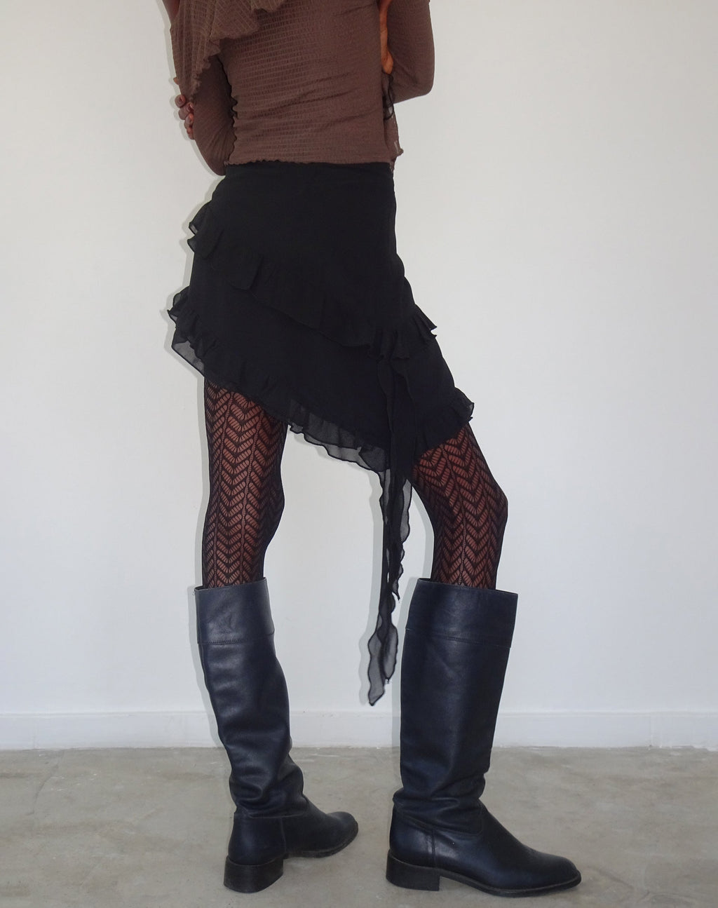 Minijupe à volants Malinna, mousseline noire