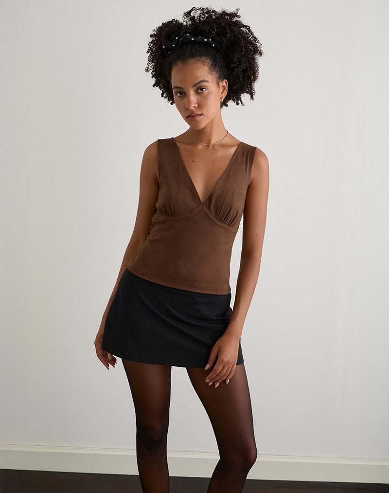 Top Vishata en daim marron