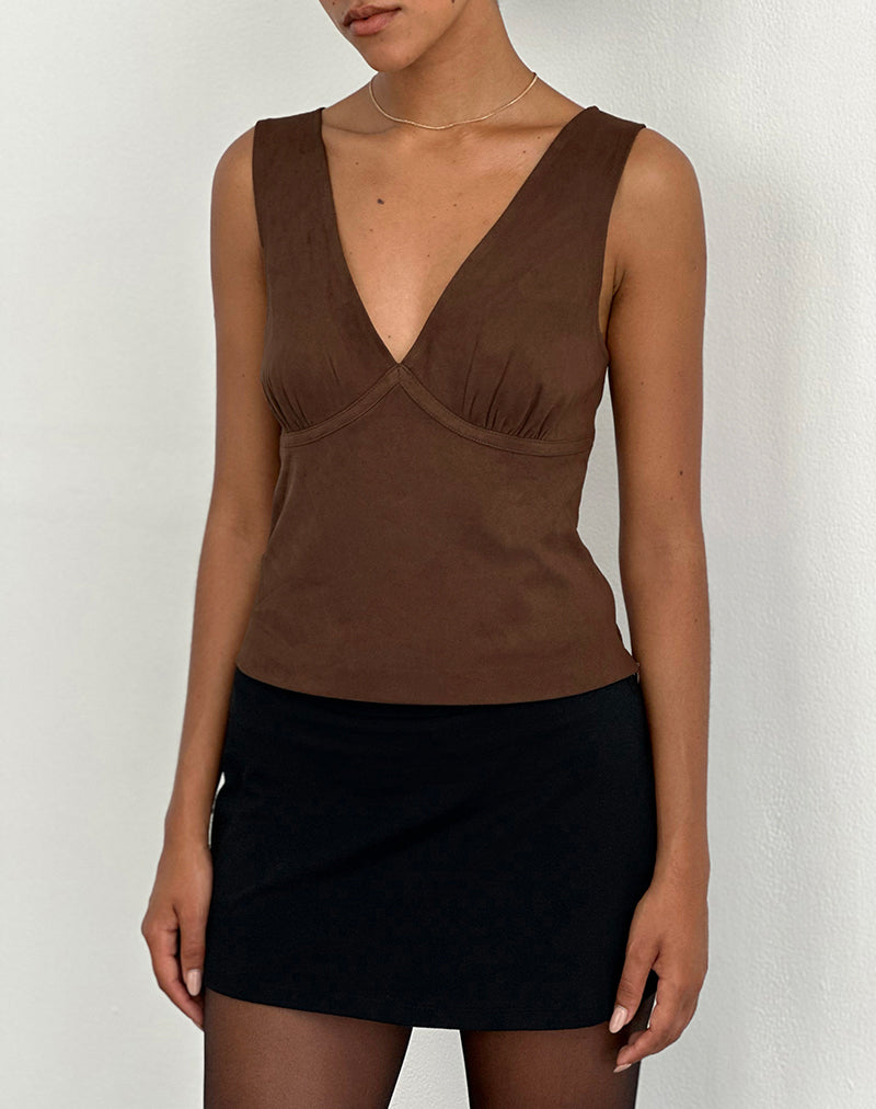 Top Vishata en daim marron