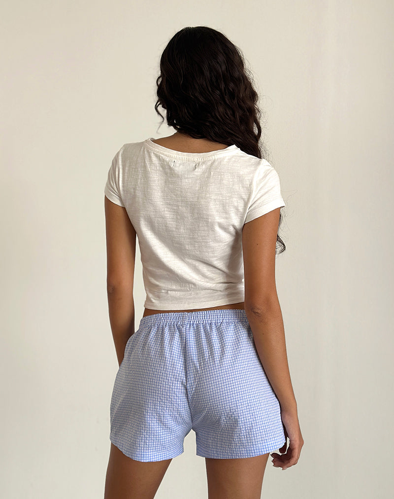 Image de Voir Short en popeline vichy bleu et blanc