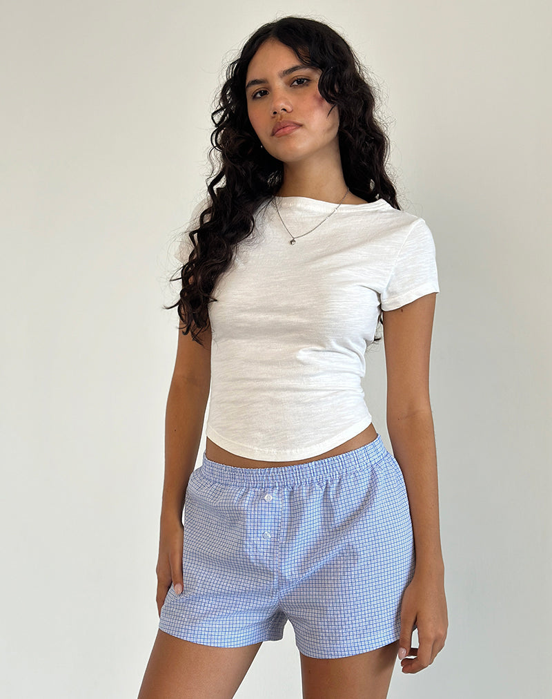 Short Voir en popeline vichy bleu et blanc