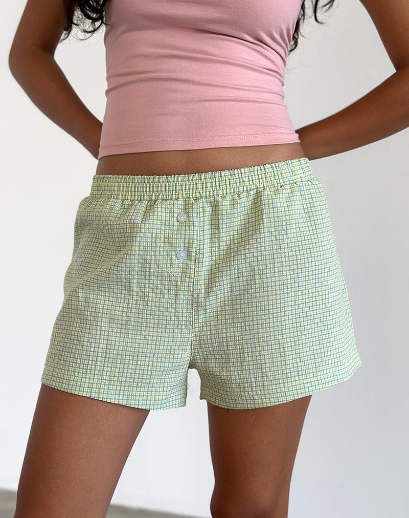 Image de Voir Short en Popeline vichy jaune et bleu