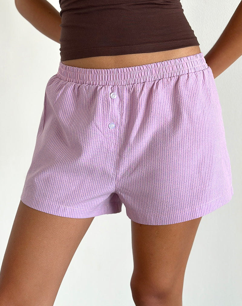 Image de Voir Short en popeline rayée rose et violet