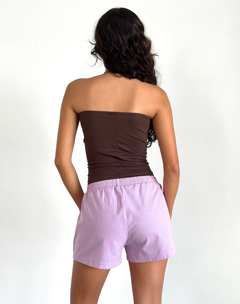 Image de Voir Short en popeline rayée rose et violet