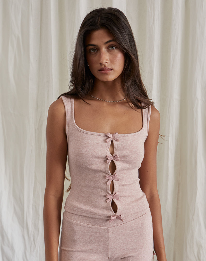 Image de Vonnie Bow Vest Top in Knit Sandy Pink