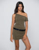 Image of Vondra Knot Mini Dress in Cupro Khaki