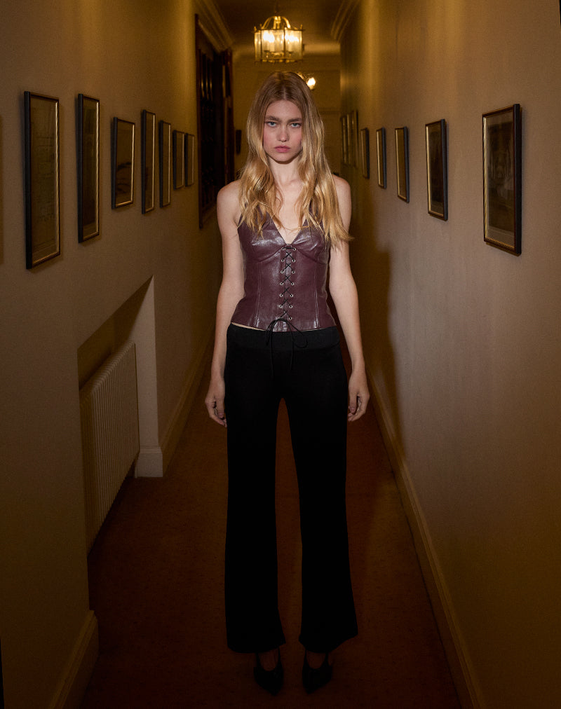 Image de Wahya Lace Up Halter Top in PU Plum