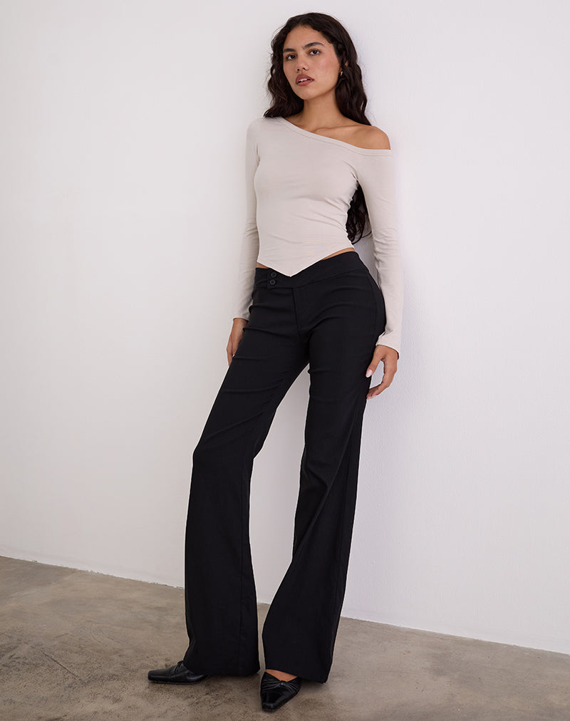Image of Wakana Asymmetric Long Sleeve Top in Cannoli Cream
