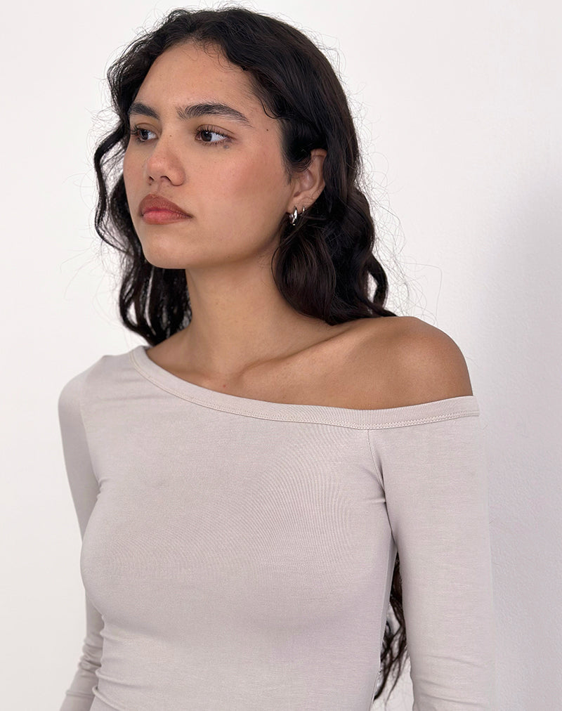 Image of Wakana Asymmetric Long Sleeve Top in Cannoli Cream