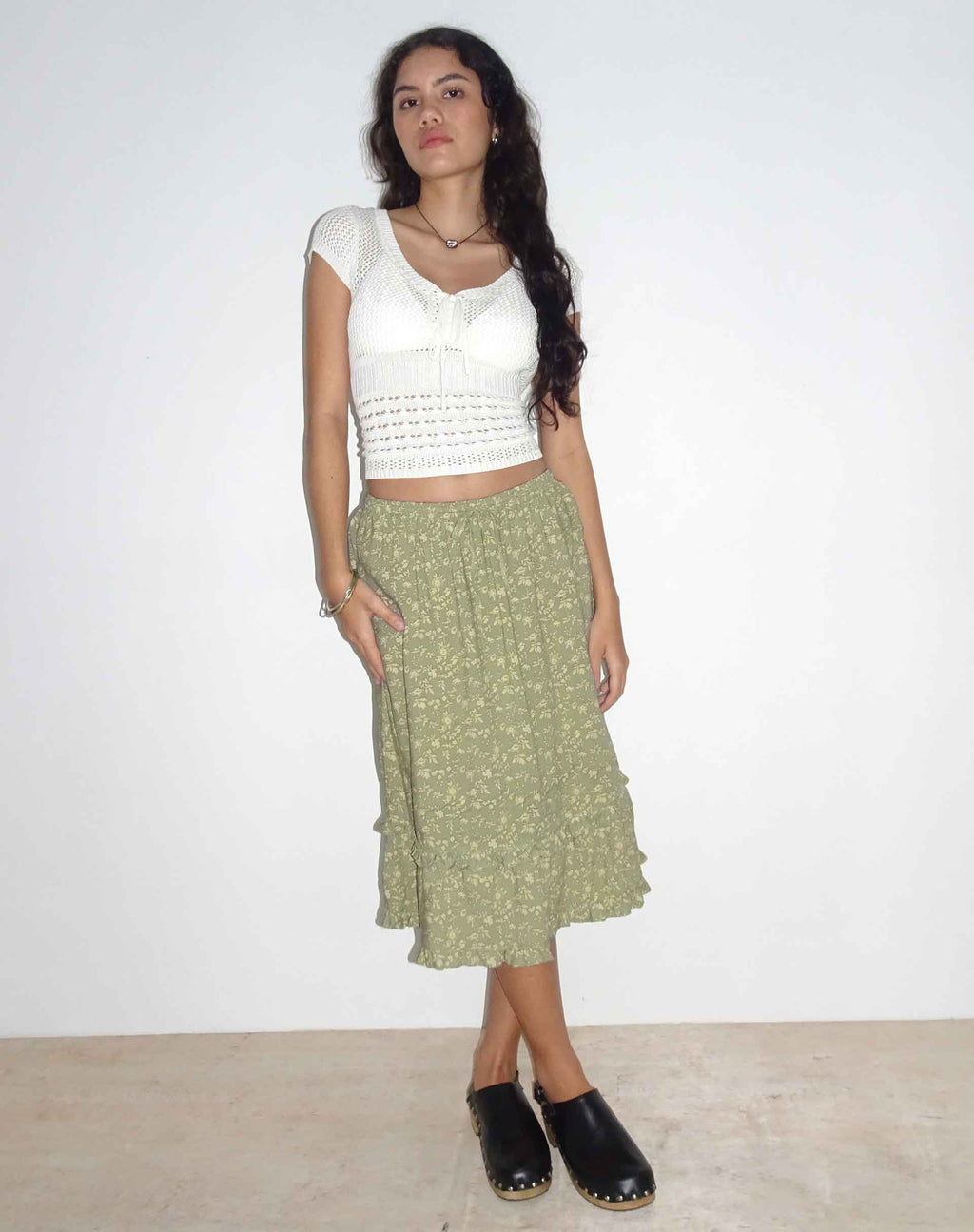 Jupe midi Wala, Ditsy Floral Green