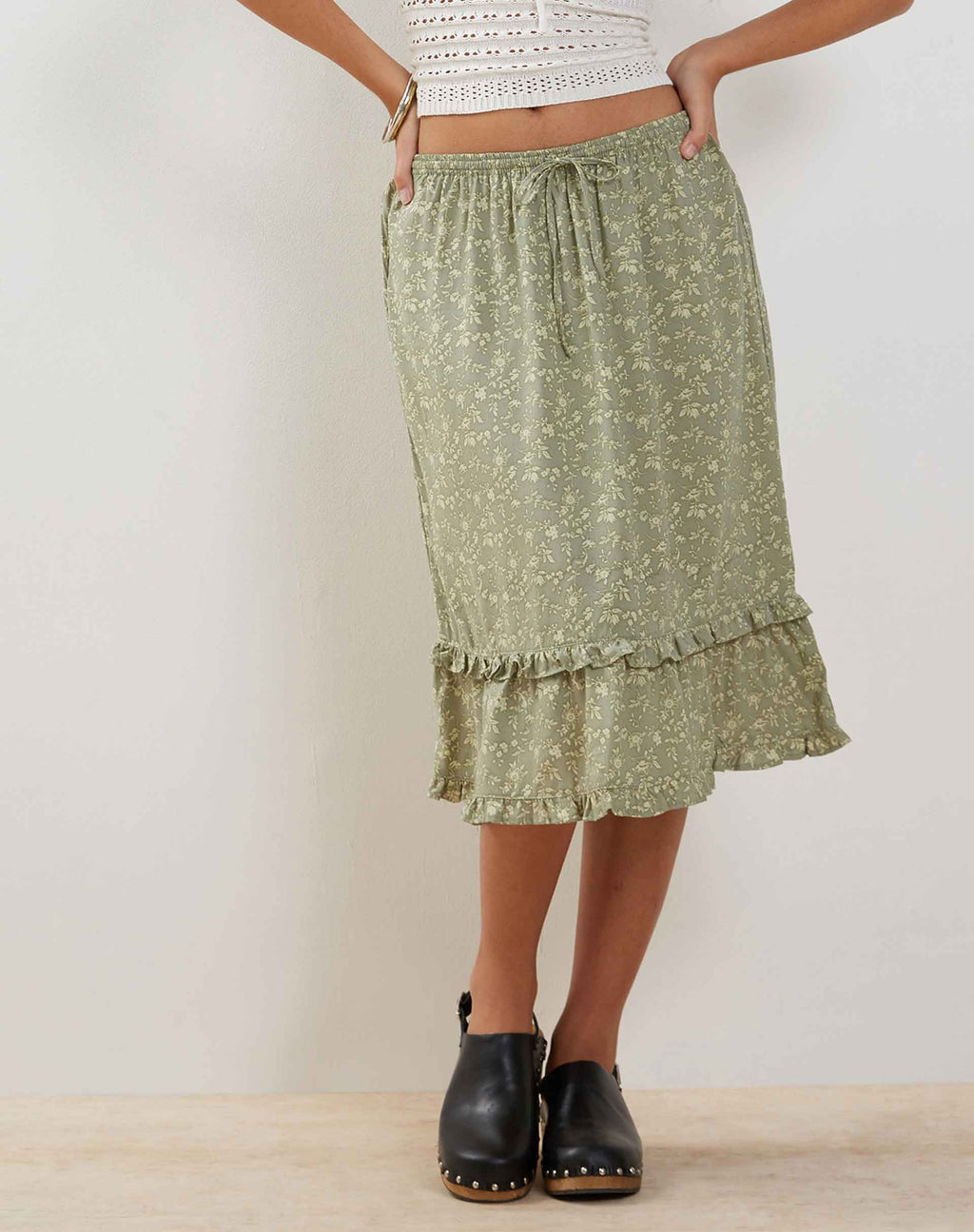 Jupe midi Wala, Ditsy Floral Green