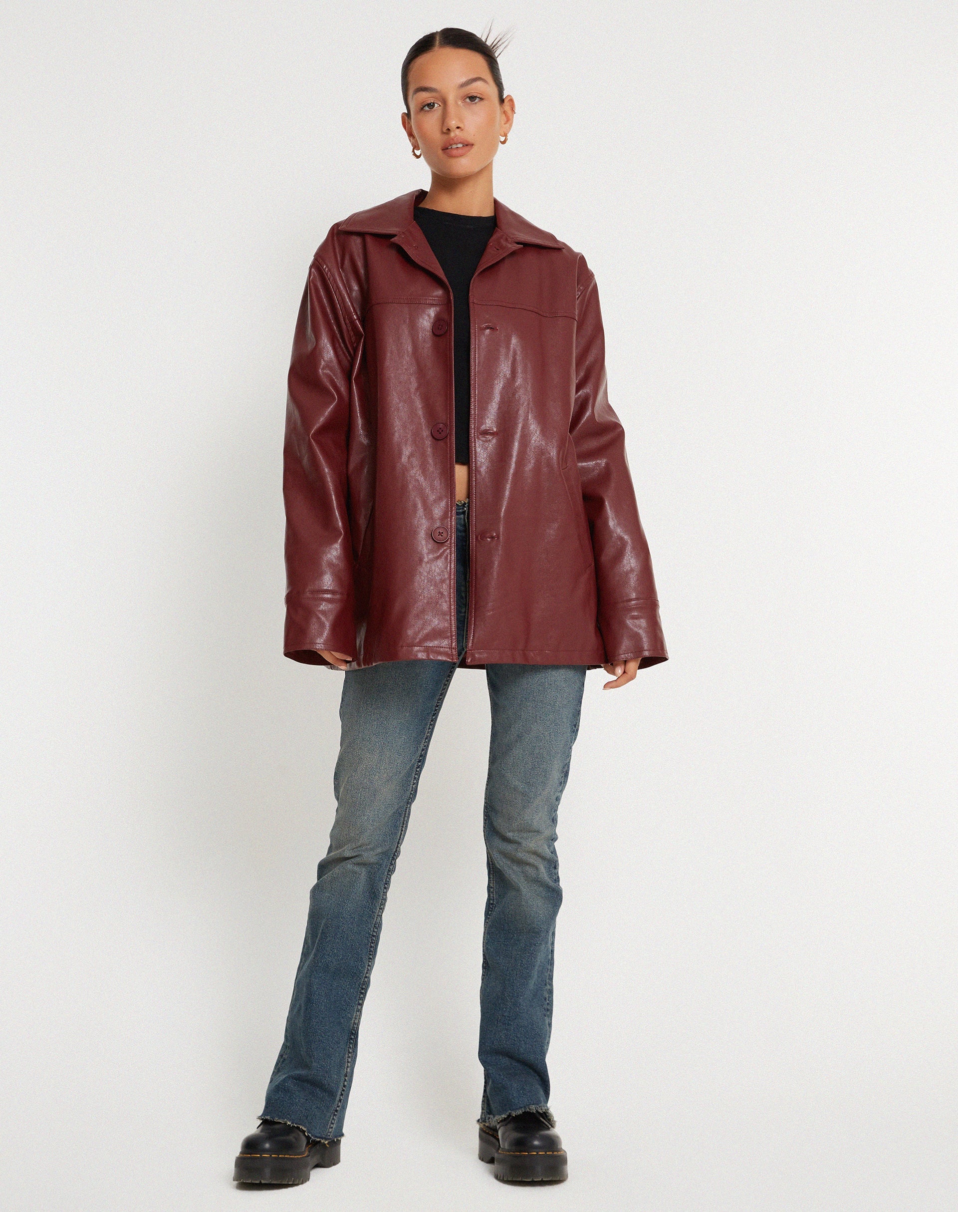 image de la veste Walta en bois rouge PU