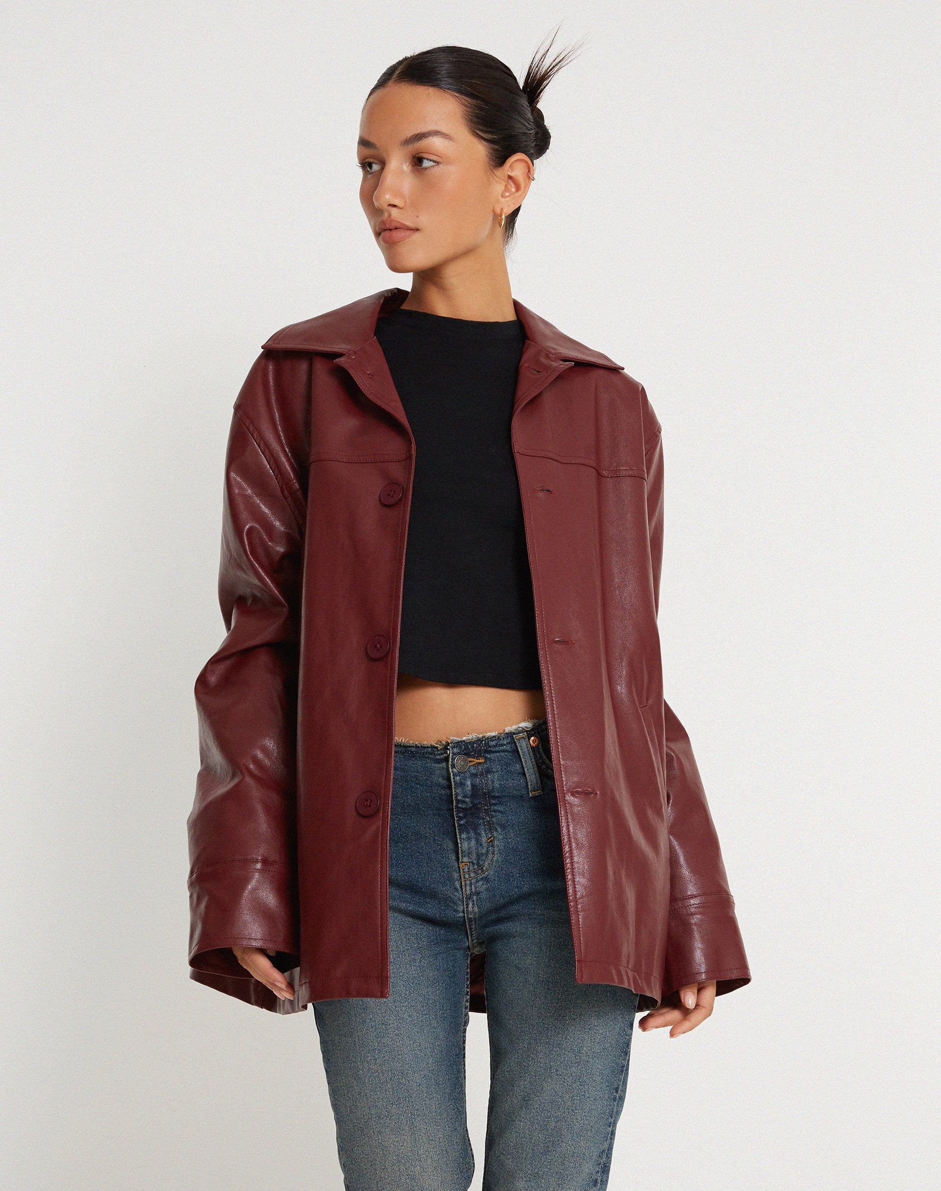 image de la veste Walta en bois rouge PU