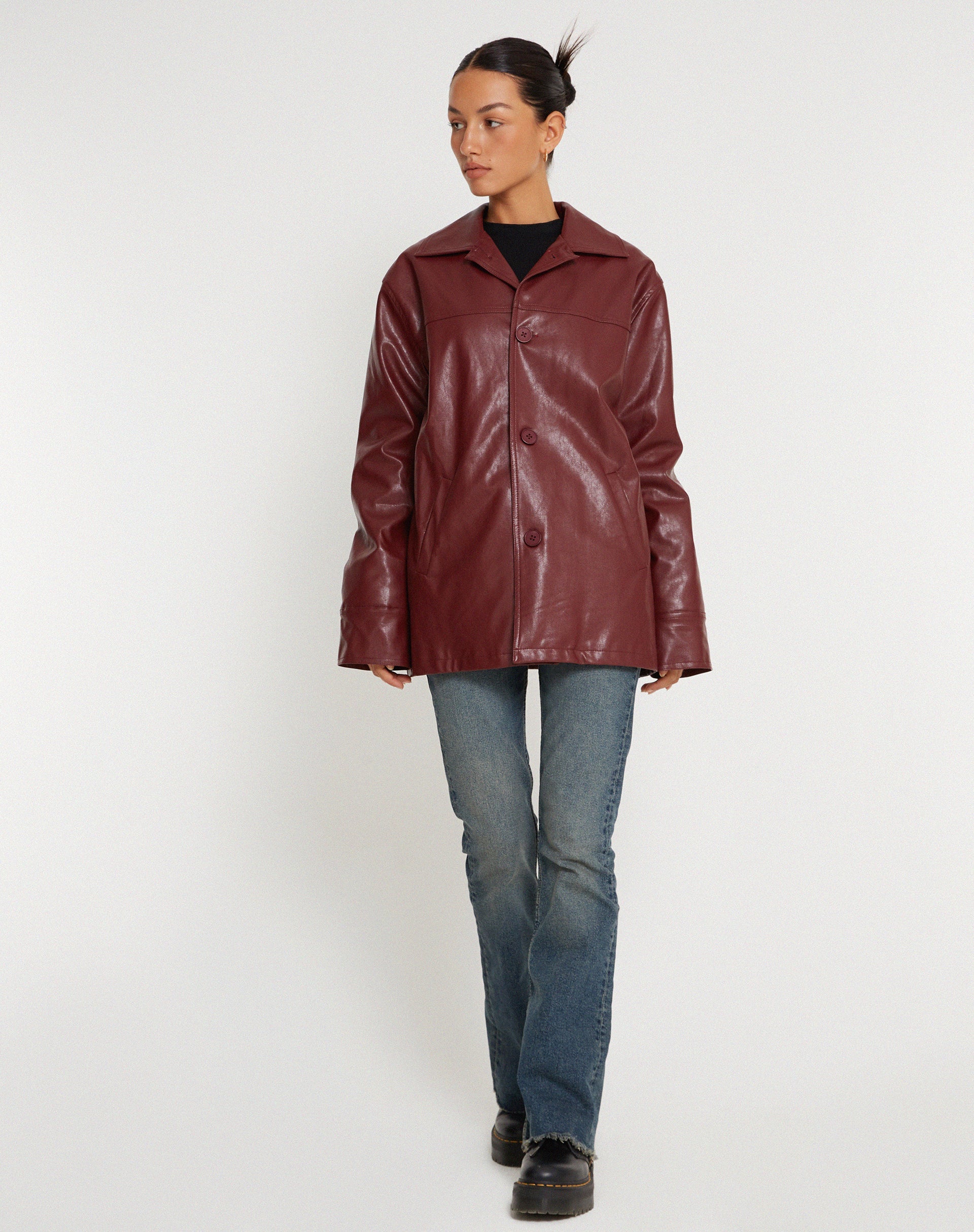 image de la veste Walta en bois rouge PU