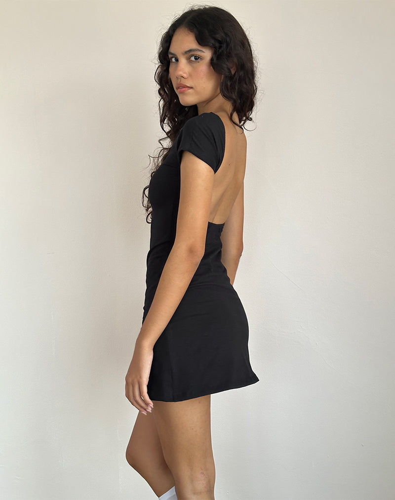 Wangi Mini robe dos nu en lycra noir