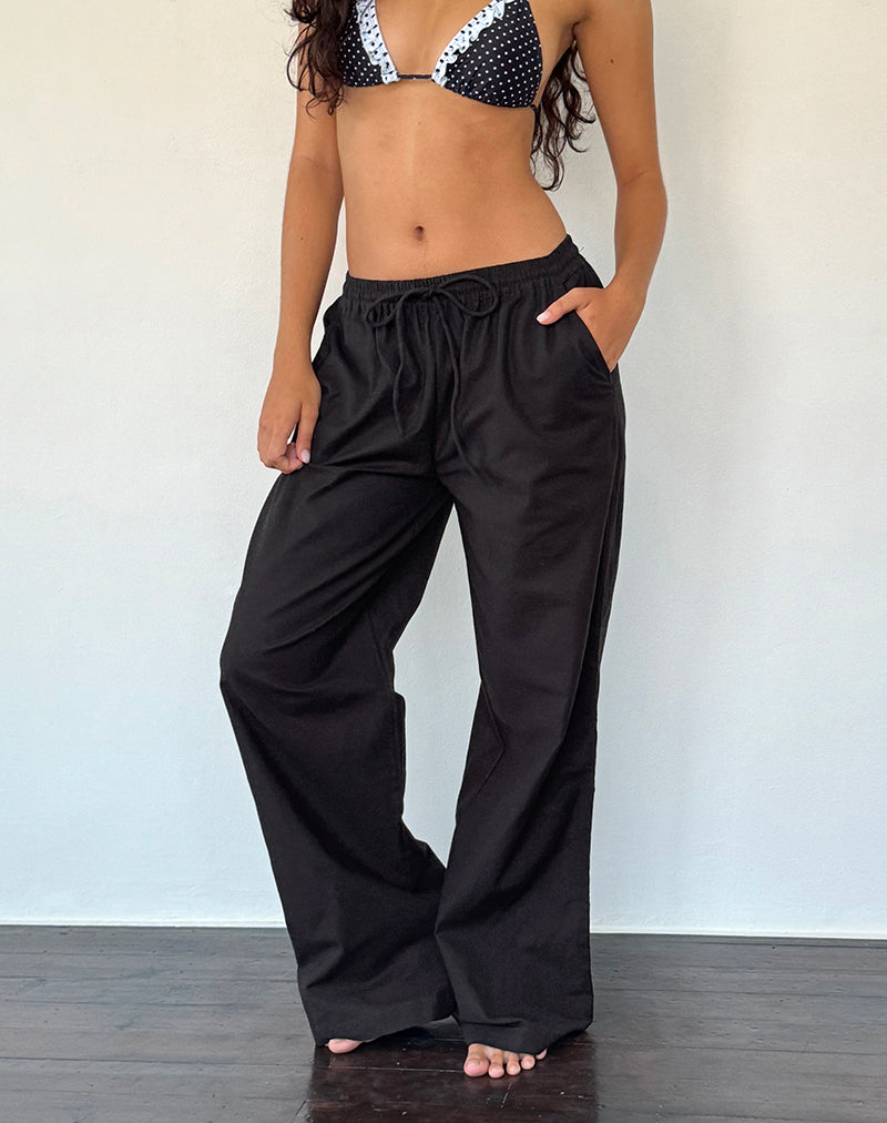 Image de Wasic Wide Leg Linen Trouser in Black