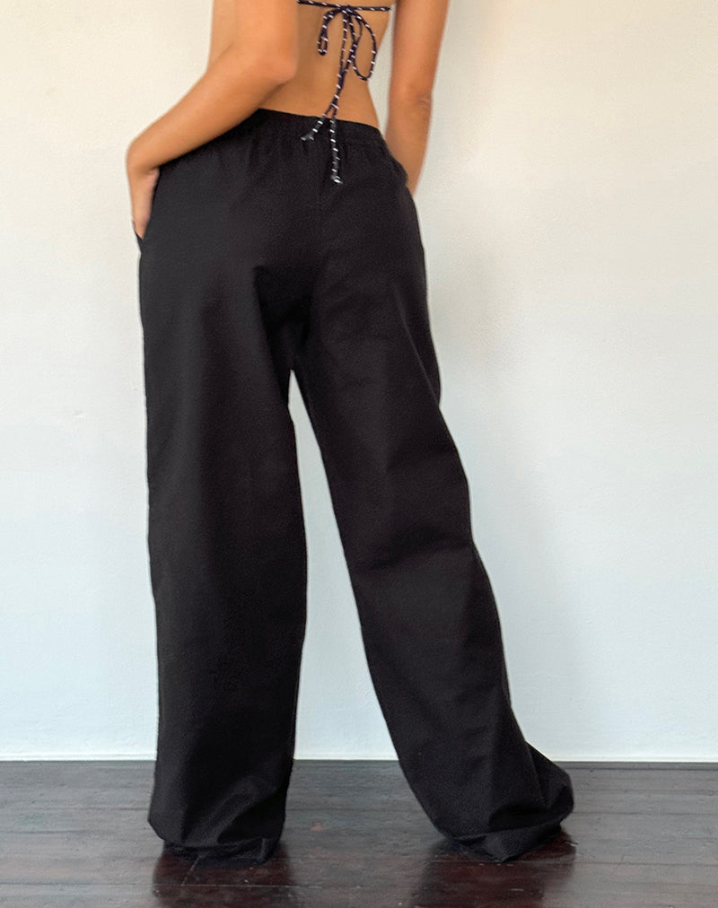 Image de Wasic Wide Leg Linen Trouser in Black