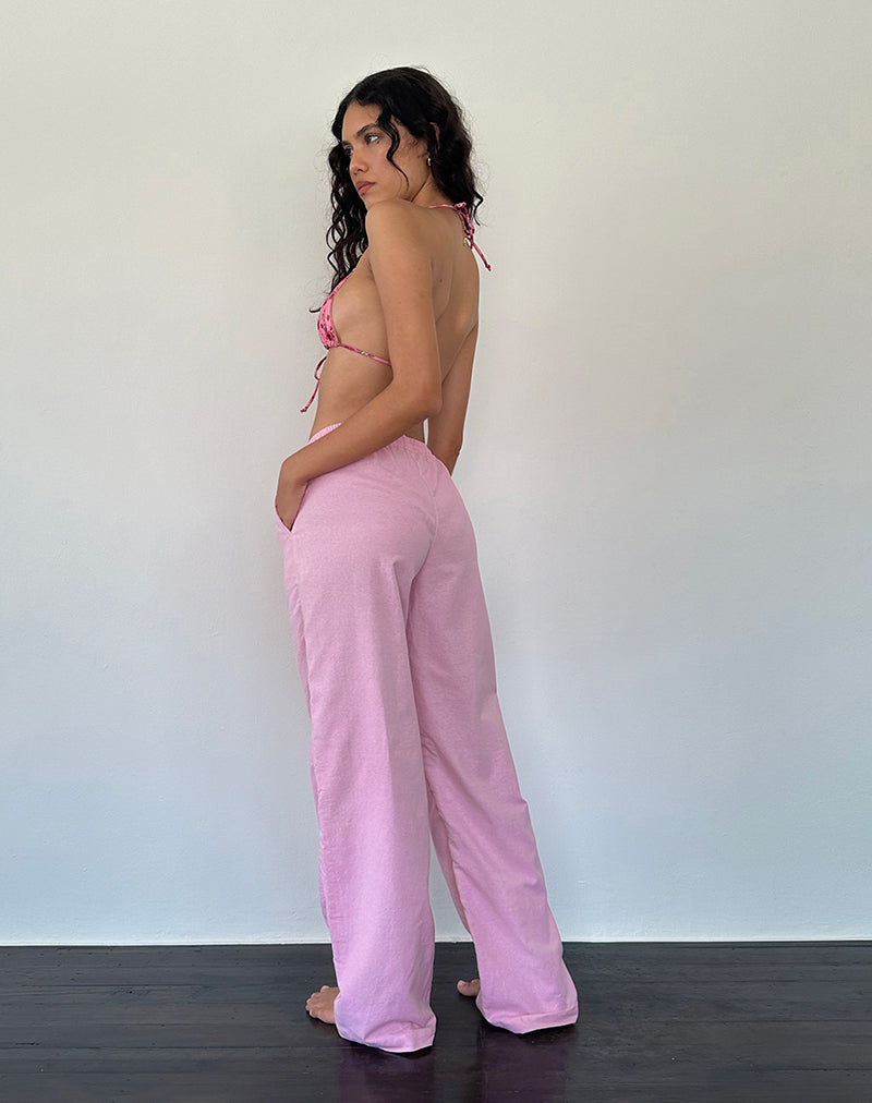 Wasic Wide Leg Linen Trouser, Flamingo Pink