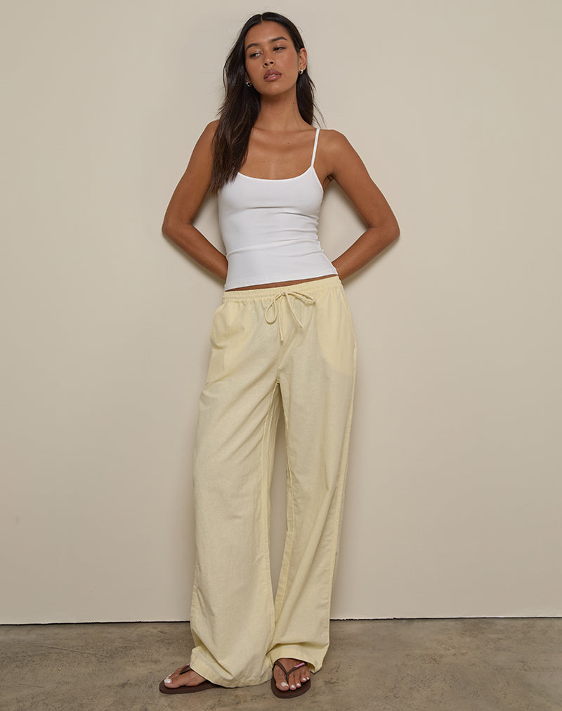 Image de Wasic Wide Leg Linen Trouser in Lemon