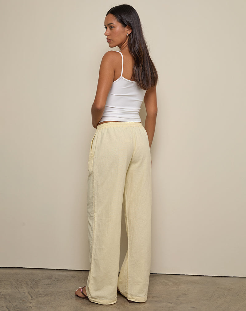 Image de Wasic Wide Leg Linen Trouser in Lemon