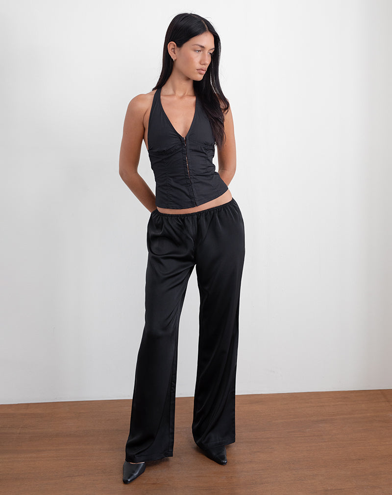 Image de Waski Wide Leg Trouser in Satin Black