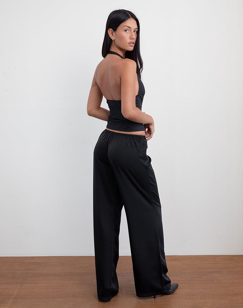 Image de Waski Wide Leg Trouser in Satin Black