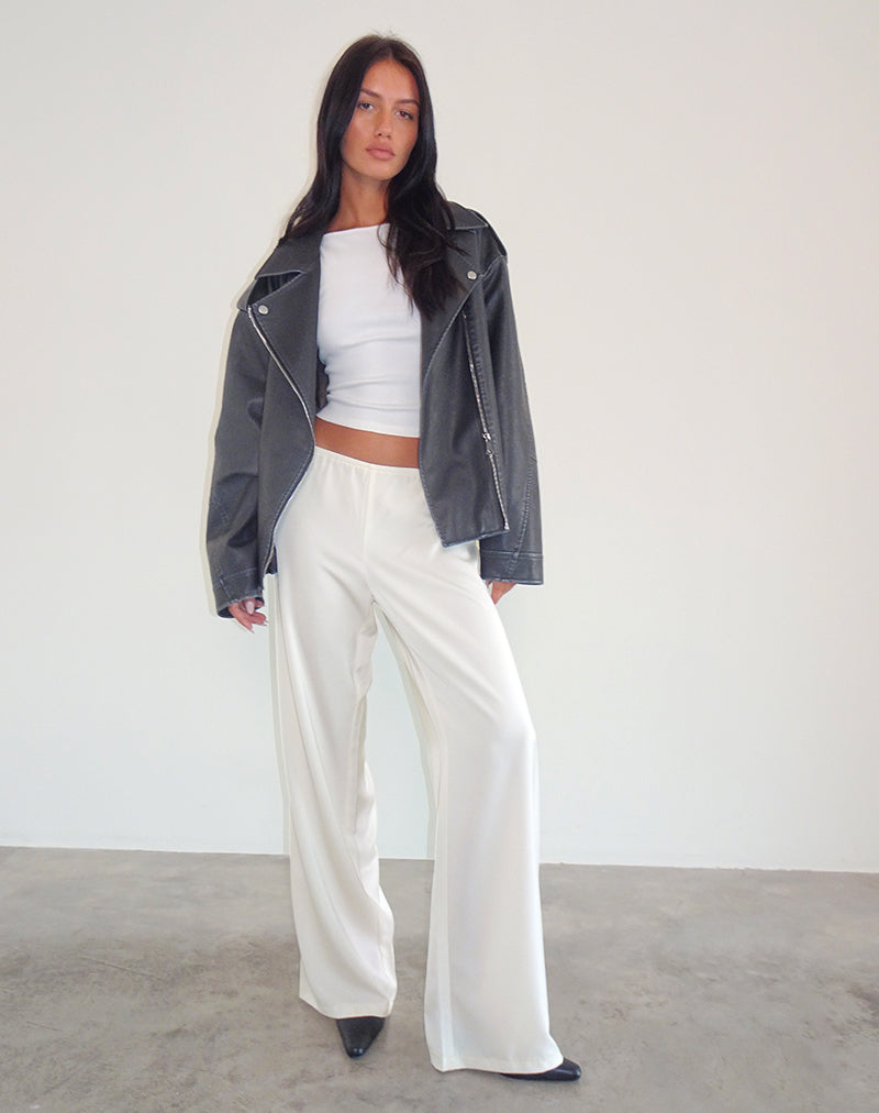Image de Waski Wide Leg Trouser in Satin Ivory