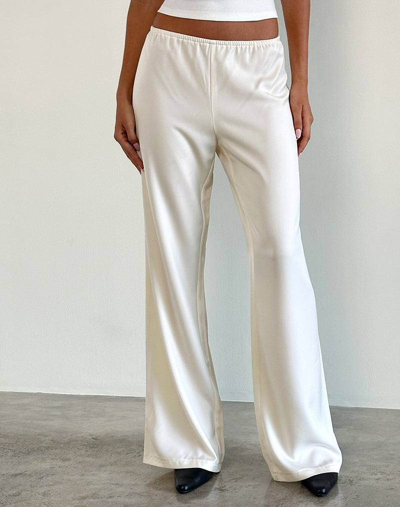 Image de Waski Wide Leg Trouser in Satin Ivory