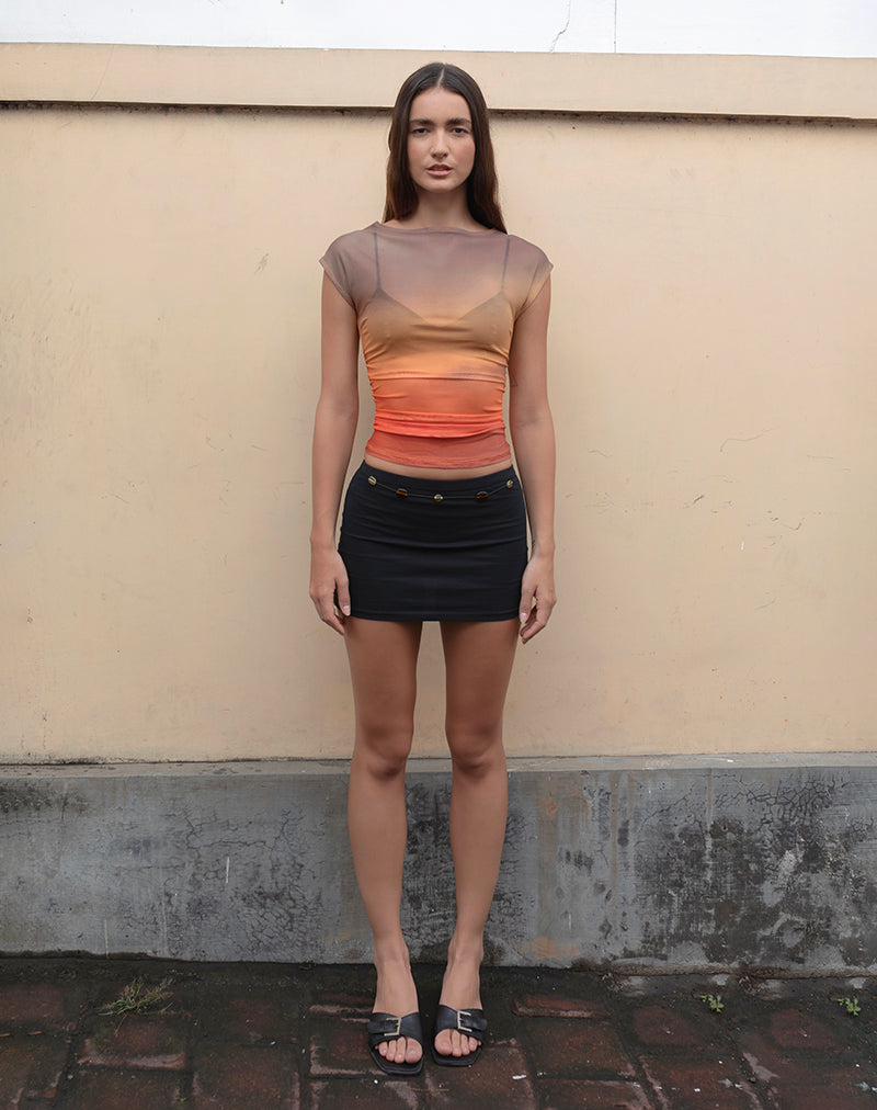 Image de Bastille Top en maille imprimée Orange Sunset