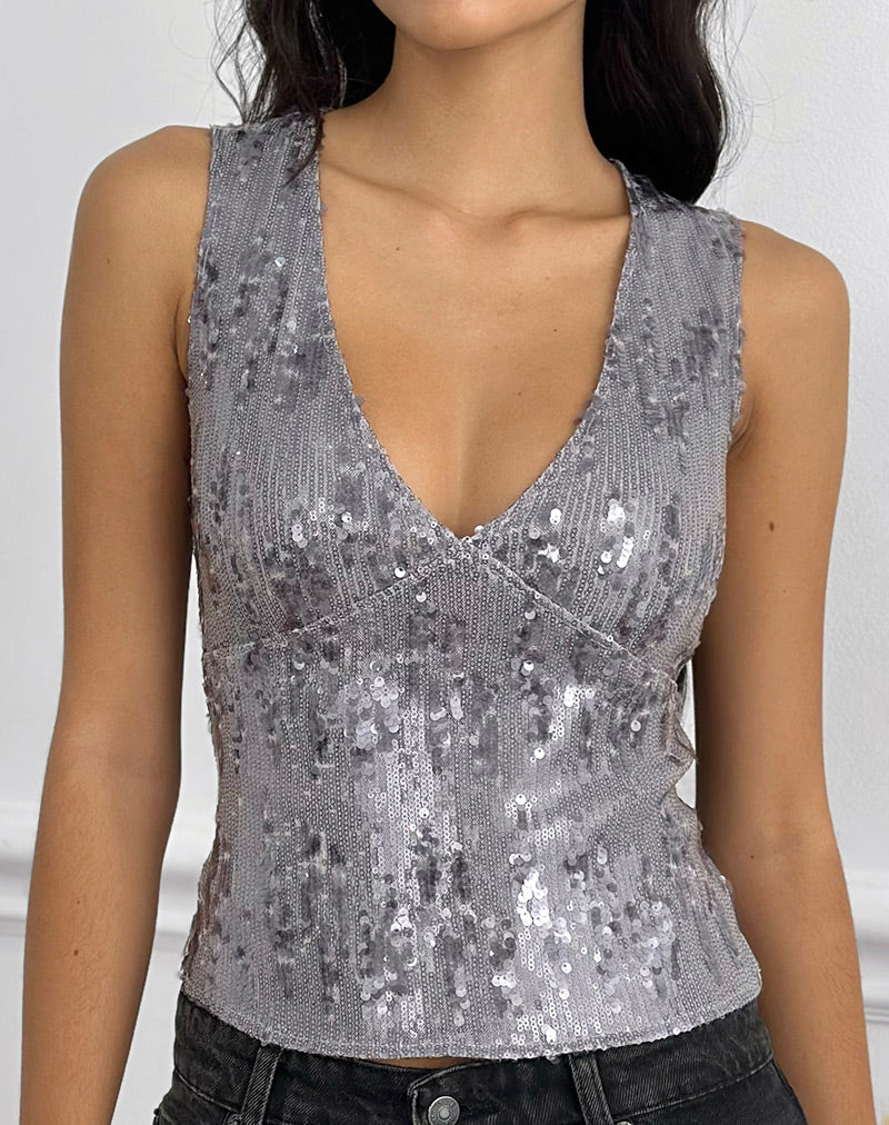 Wespiser Top in Sequin Lilac Grey