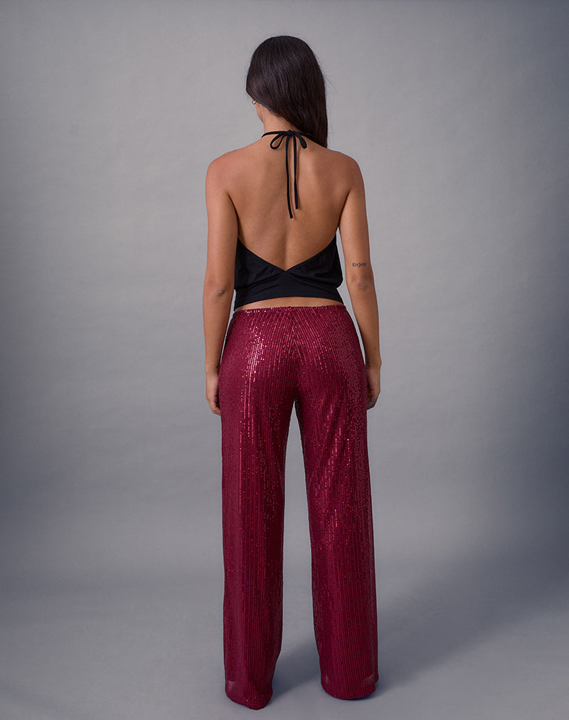 Image du pantalon à jambes larges Wilaga en marron pailleté