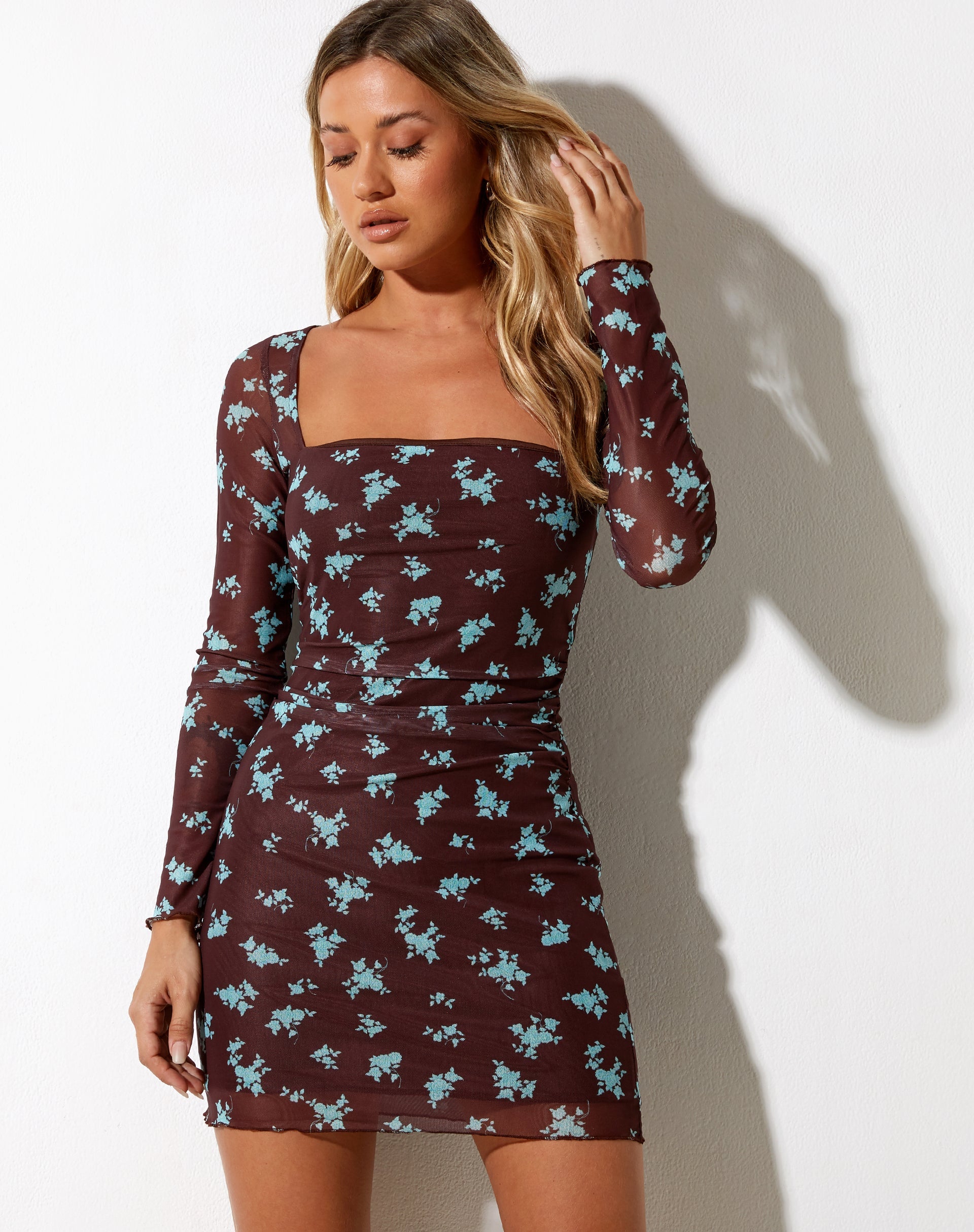 Image de Wilem Mini Dress Femme Floral Blue and Brown