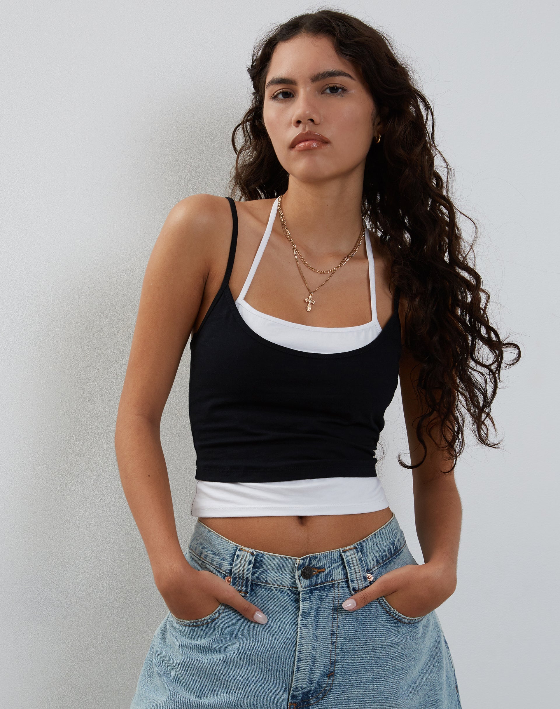 Image de Willia - Top de gilet bicolore noir et blanc