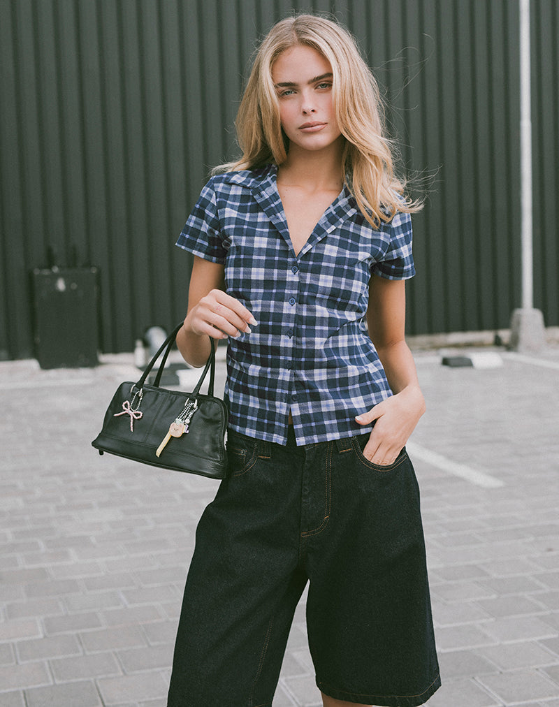 Chemise Wilman, tissu écossais, bleu foncé