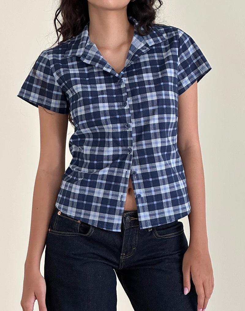 Chemise Wilman, tissu écossais, bleu foncé