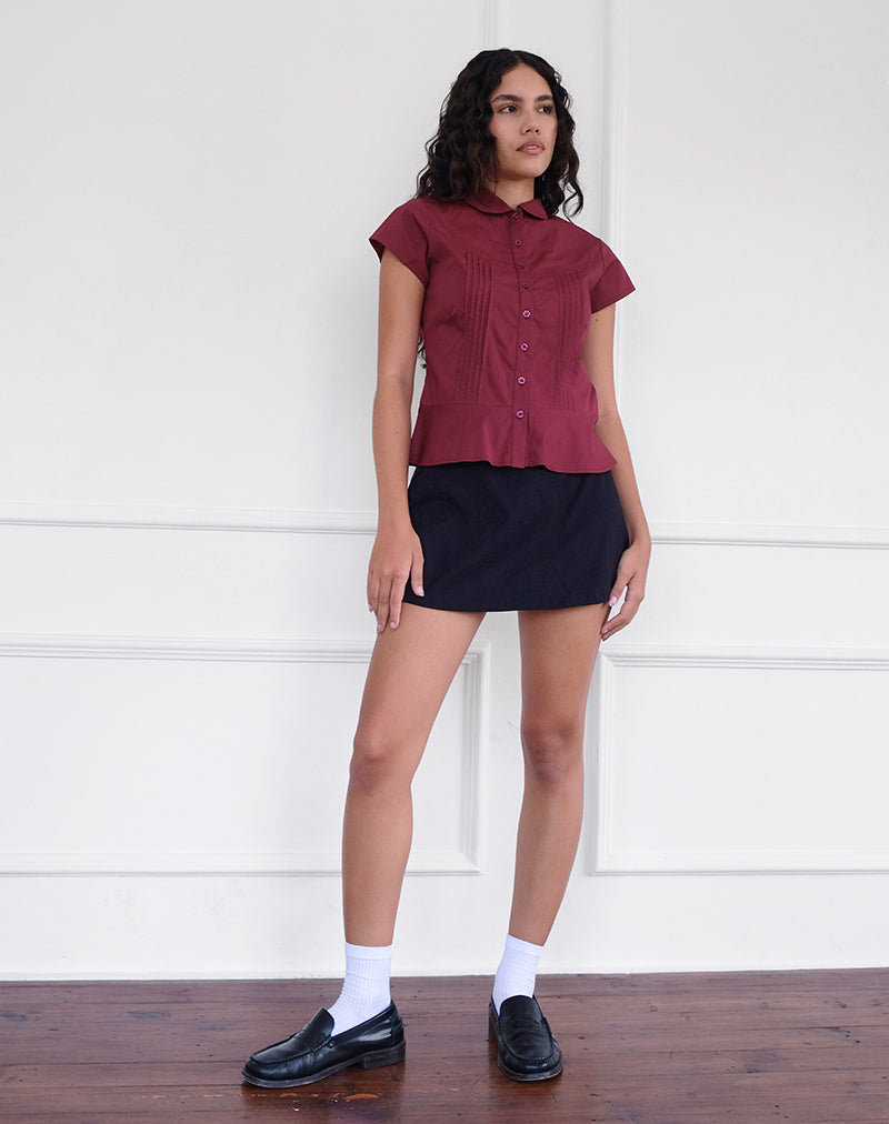 Image de la blouse Wilmot en popeline bourgogne