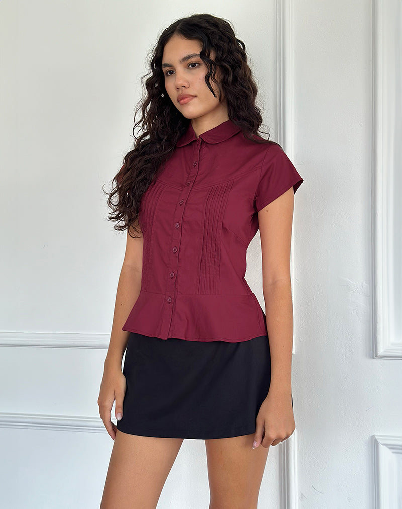 Image de la blouse Wilmot en popeline bourgogne