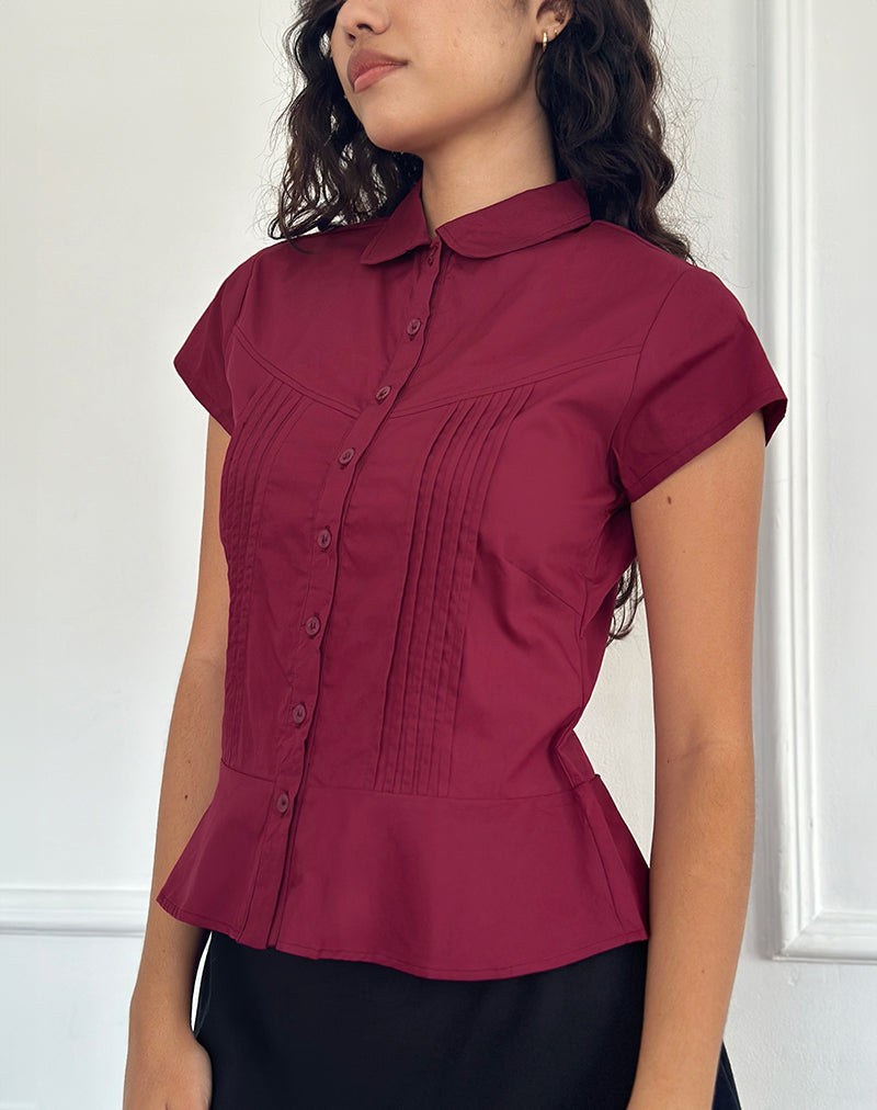 Image de la blouse Wilmot en popeline bourgogne