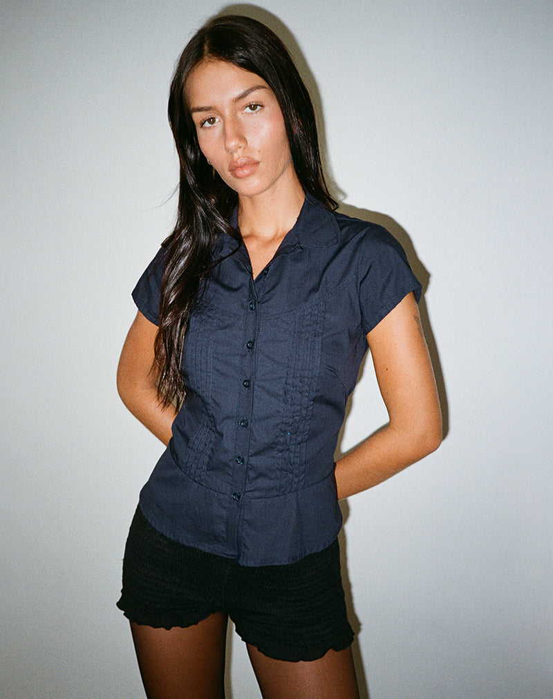 Image de la blouse Wilmot en popeline marine
