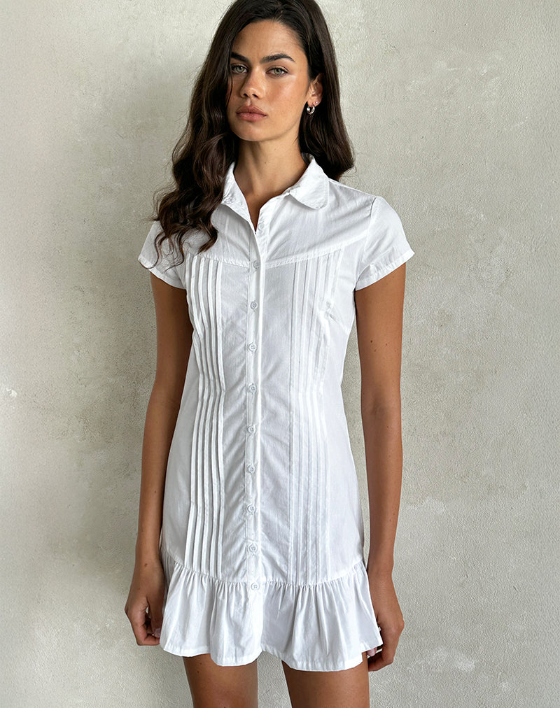 Image de Wilsey Mini Shirt Dress in Poplin White