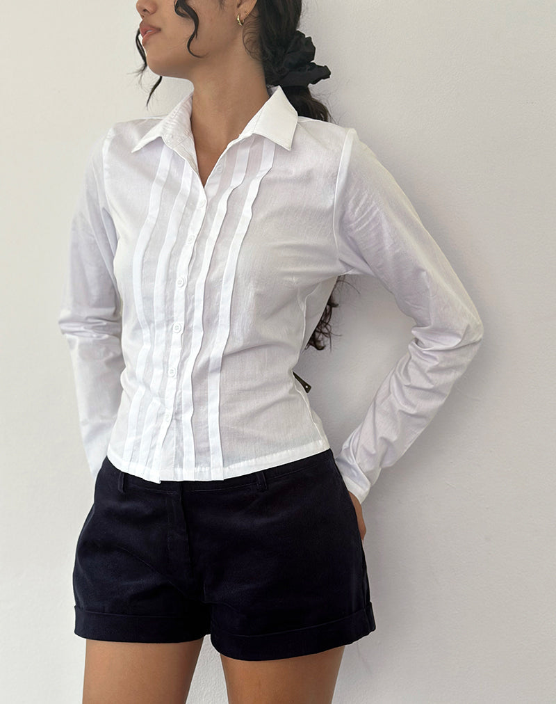 Winda - Chemise à manches longues en popeline blanche
