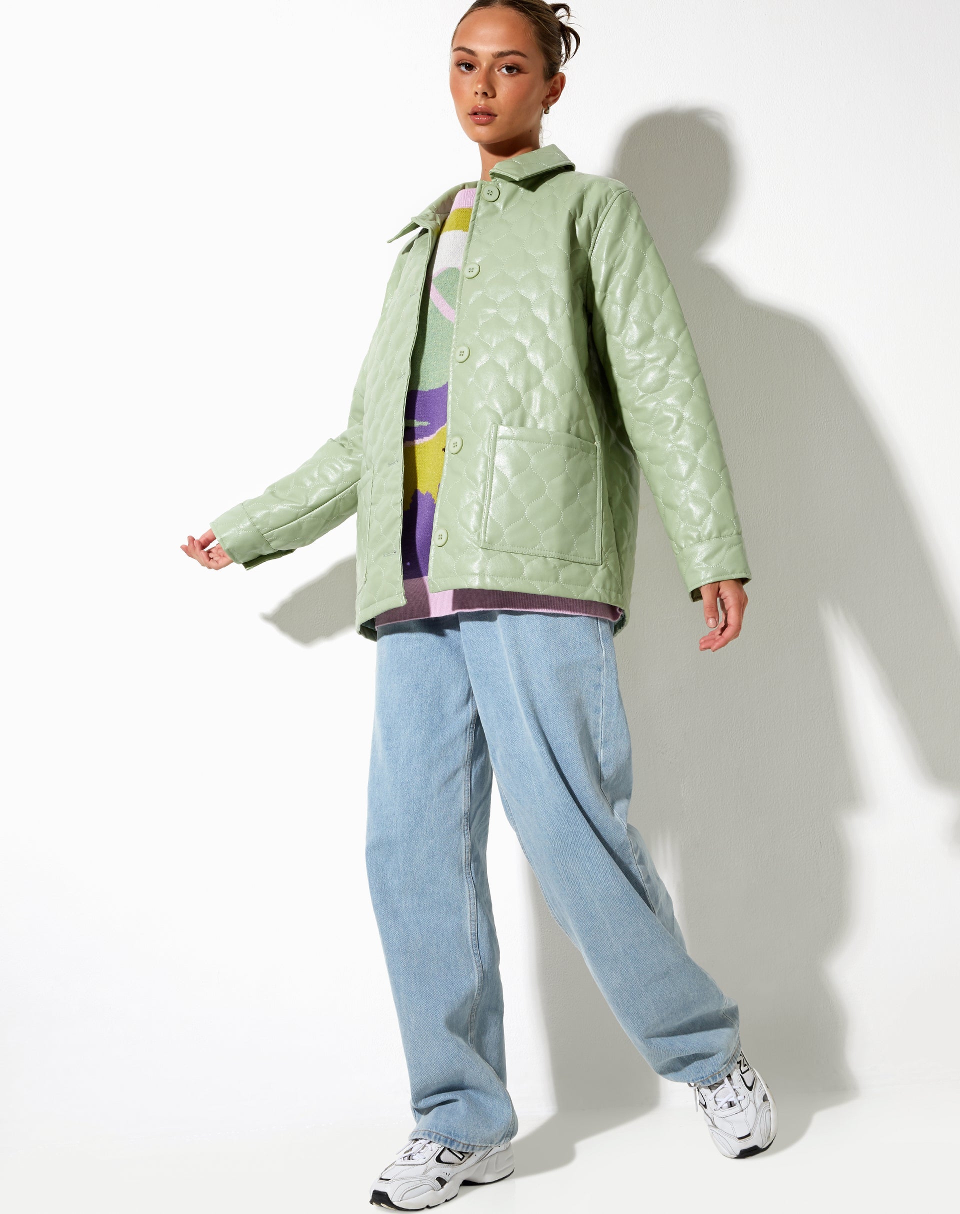 Image de la veste Winka en PU matelassé Pastel Mint