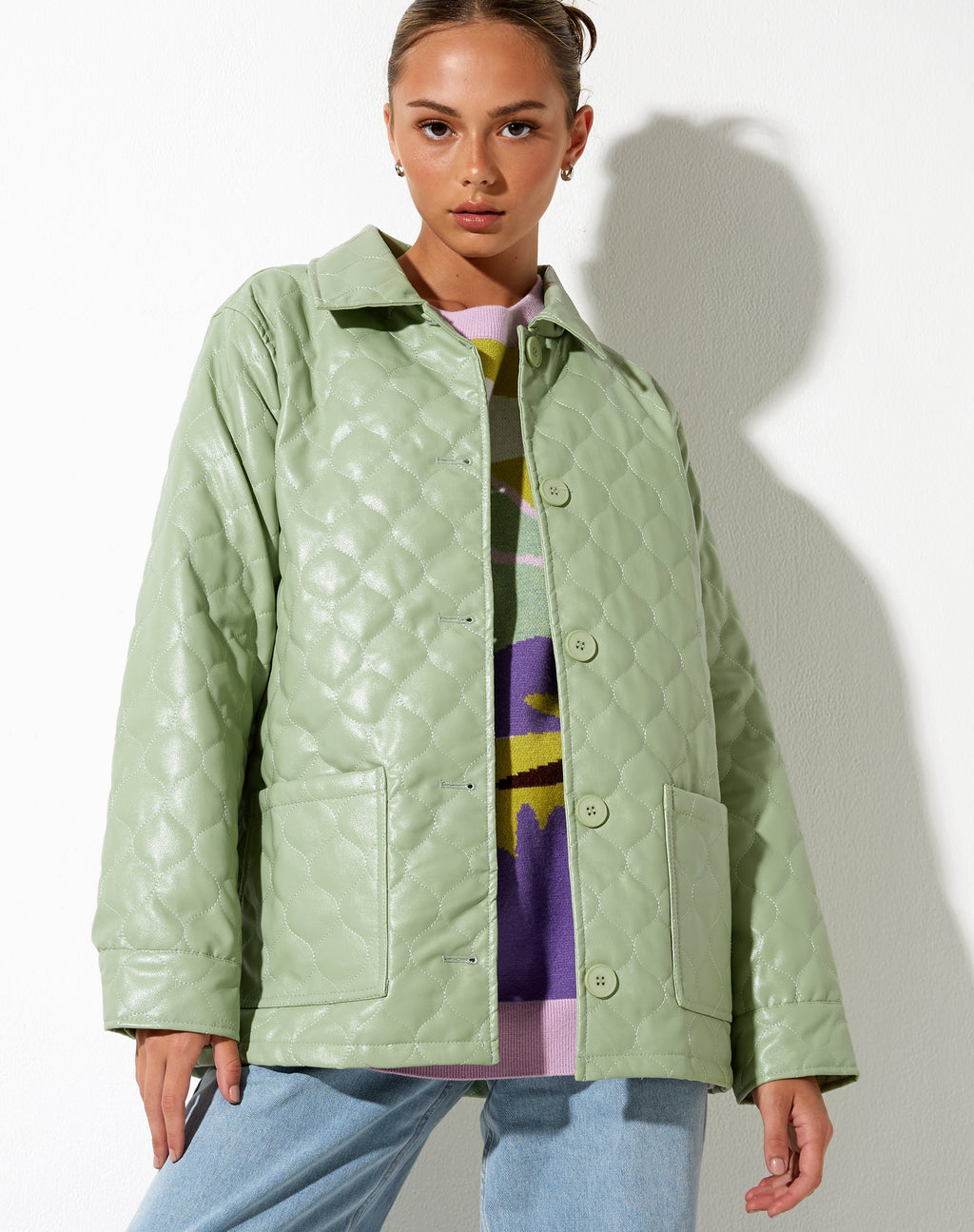 Veste Winka en PU matelassé Pastel Mint